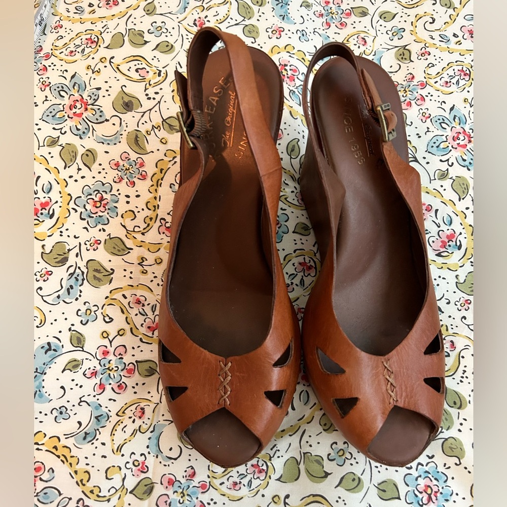Kork-Ease Felicia Peep Toe Sling Back Brown Wedges - Picture 3 of 4